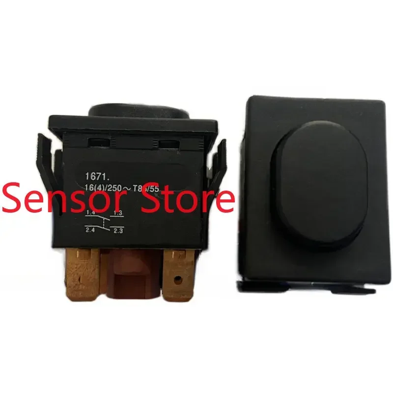 10PCS 1671 Button Self-locking Switch 4 Pins 16A250V IP54 Cut-out 30*22