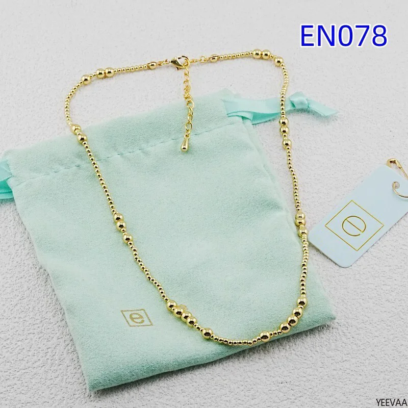 YEEVAA Gold Plated Beaded Ball Chain Choker Necklace, Dainty Adjustable Station Bead Necklace for Women
