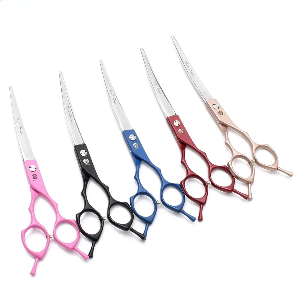 

Ножницы для груминга собак 6.5" и 7" из японской стали 440C: прямые, для прореживания, изогнутые (вверх/вниз), для ухода за животными Z4009