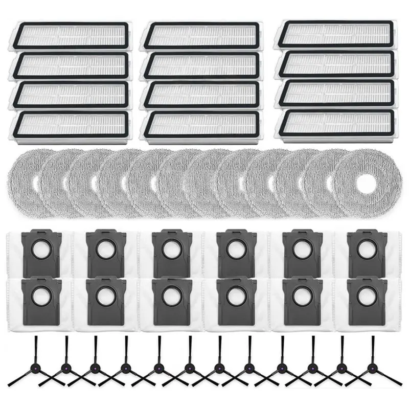 

Запасные части и аксессуары для пылесоса Cecotec Conga X50/X50 X-Treme: боковая щетка A29R, HEPA-фильтр, салфетка для влажной уборки, мешок для сбора пыли.