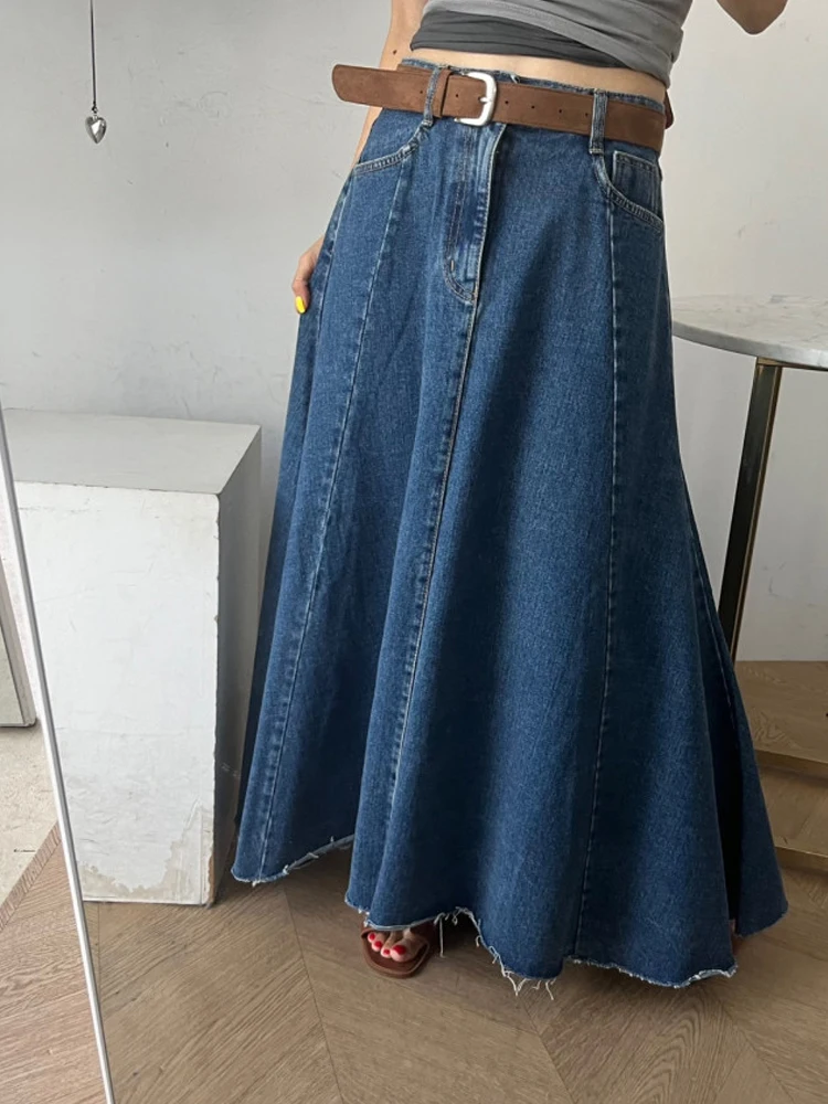 Autumn and Winter New Denim Skirt Women Korean Fashion Western Sle All-Match Fishtail Skirt-Strand Slimming Design a-Line S...