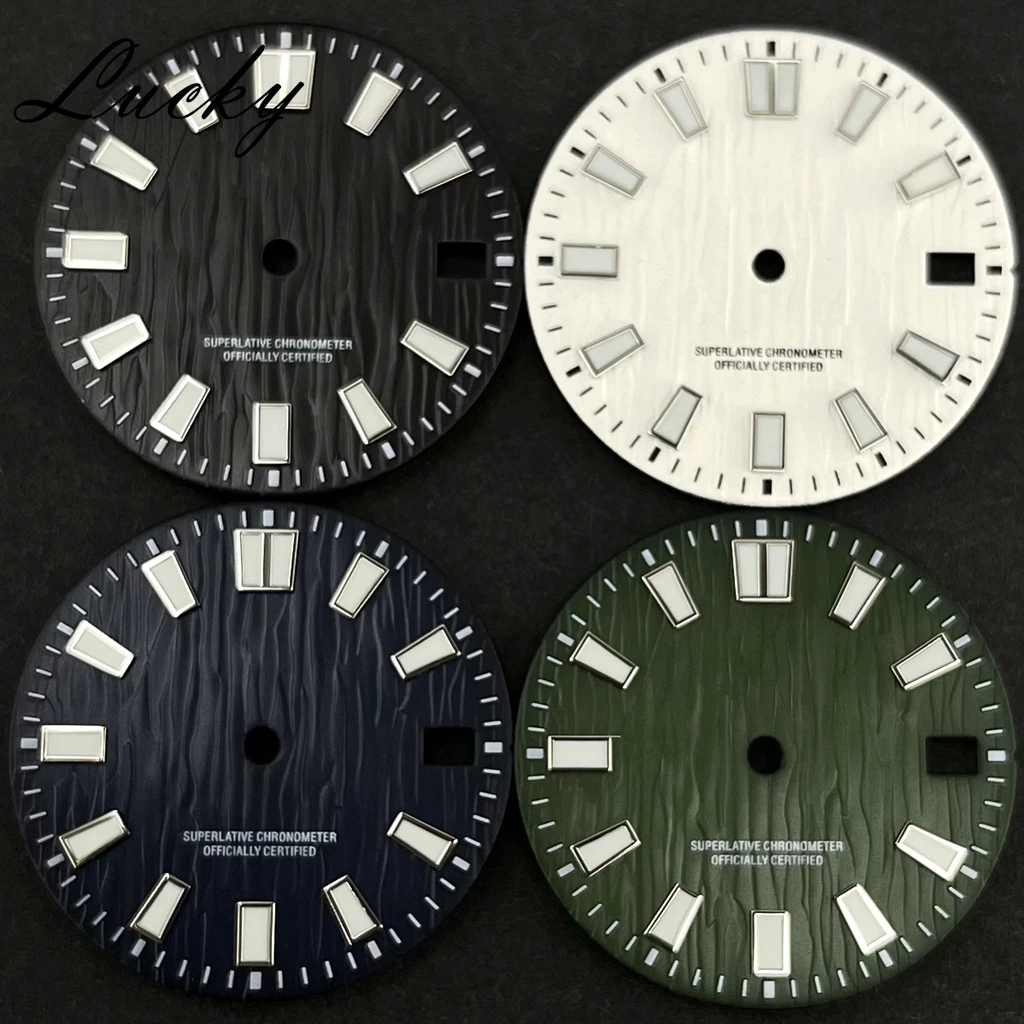High Quality 28.5mm Fit NH35 NH36 Watch Dial Face Water Ripple Texture Movement Single Calendar Watch Face Repair Accessories