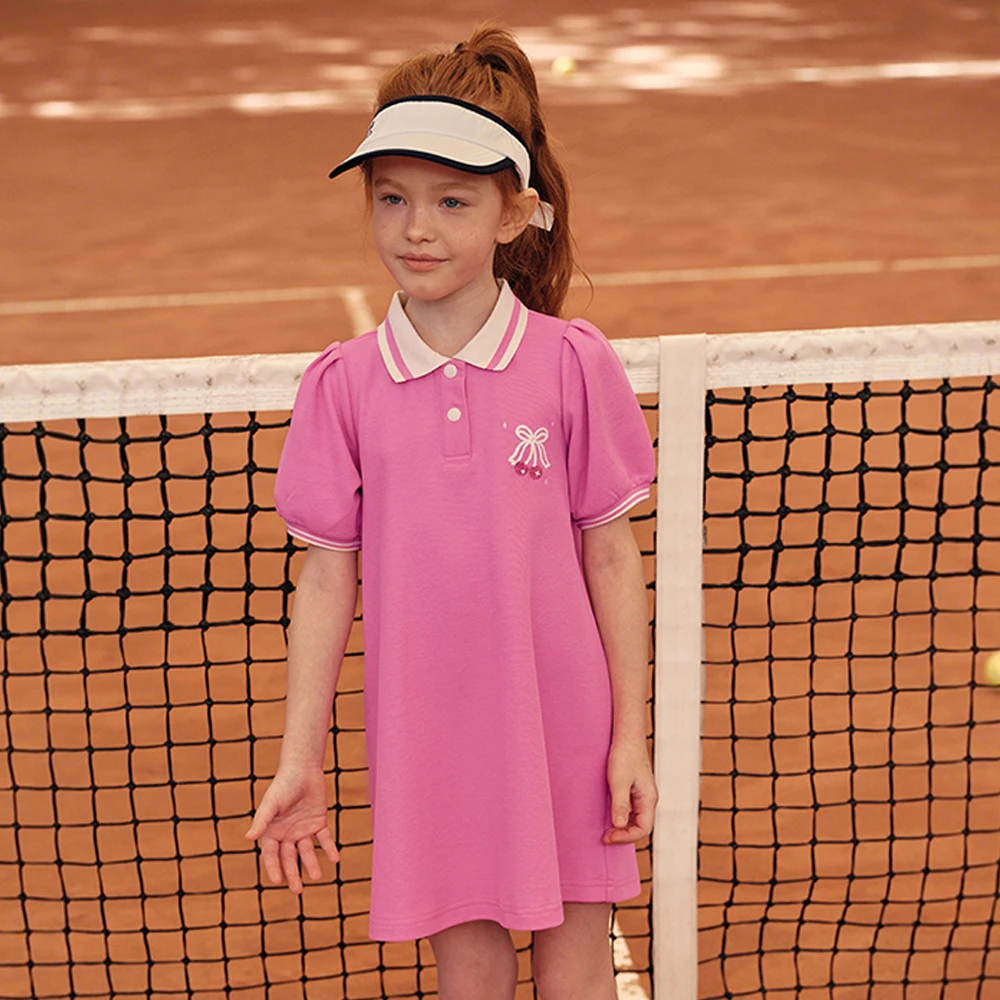 Dave Bella Girls Sports Summer Dress Loose Short Sleeve T-Shirt Polo Dresses 7-13Years Kids Outdoor Casual Clothes DK2261759