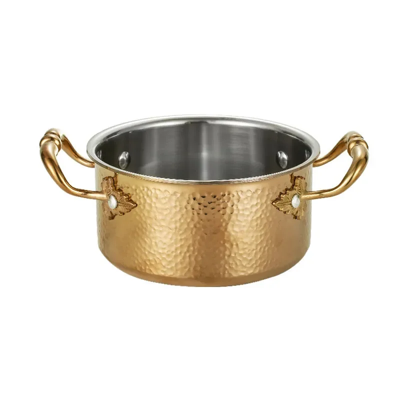 three-layer steel 304 stainless steel commercial gold  one person, mandarin duck small hot pot, induction cooker, shabu pot