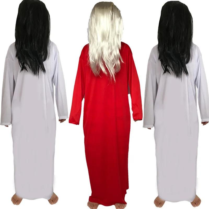 

New Ghost Sadako Ghost Bride Costume Cosplay Wig Haunted House Halloween Party Dress Clothes Women Girls Horror Costume