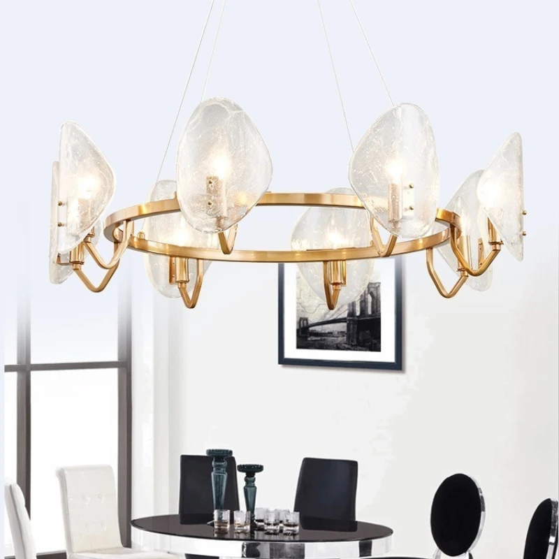 European Style Minimalist Romantic Glass Chandelier Living Room Villa Duplex Hotel Bar Counter Advanced Atmospheric Decoration