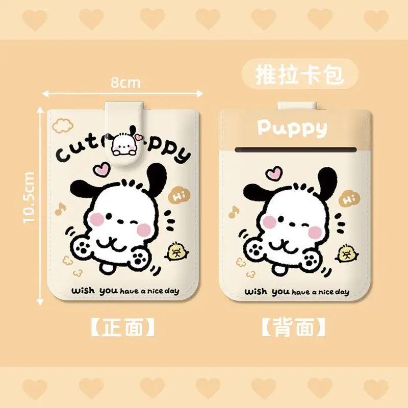 Kawaii Cinnamoroll Pochacco Kuromi Card Holder Multi Card Pull-Out Type Card Protective Cover Id Card Portable Storage for Girls