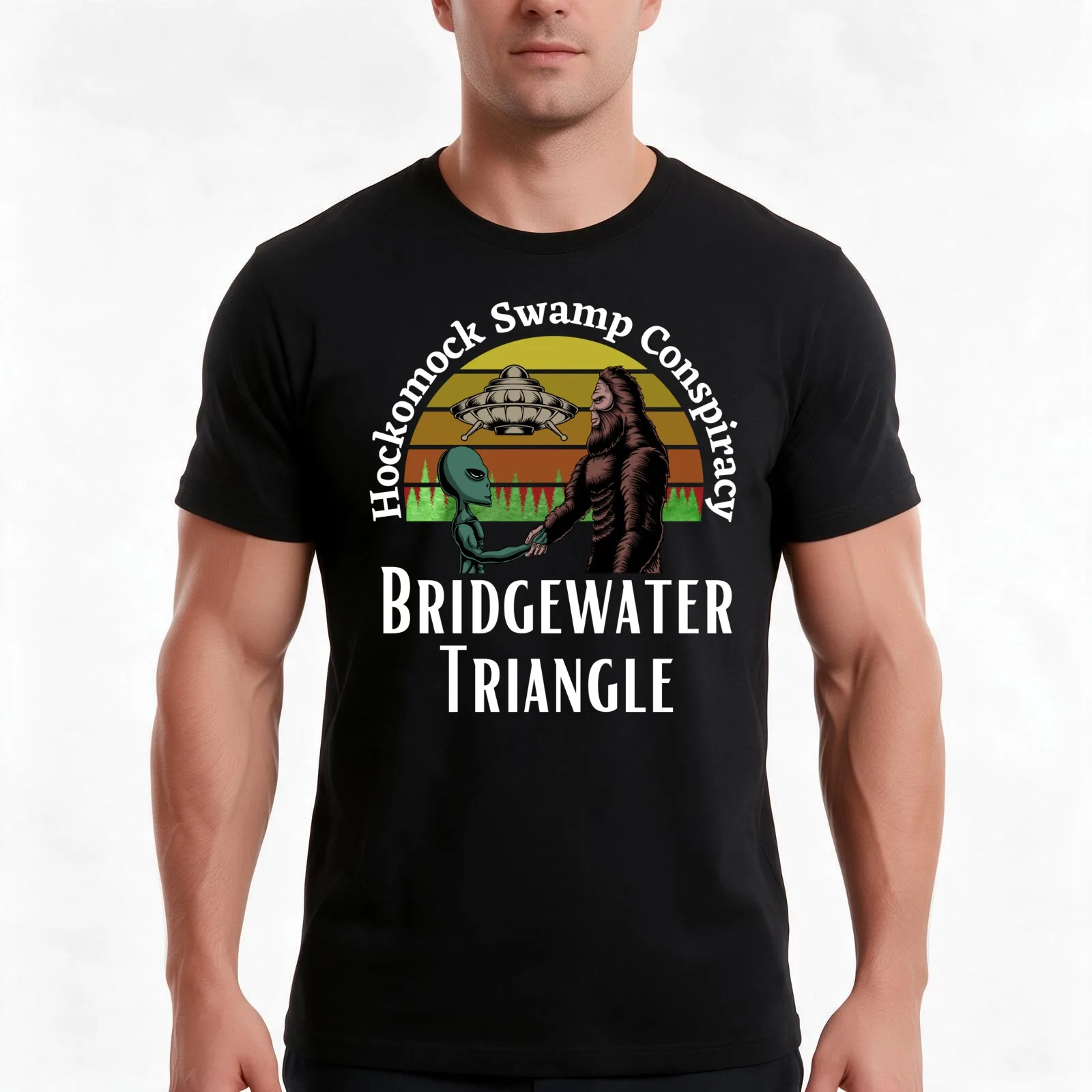 Bridgewater Triangle Conspiracy T-Shirt Summer Casual Cotton Tee Oversized Streetwear Tops Vintage Graphic Print 100% Cotton