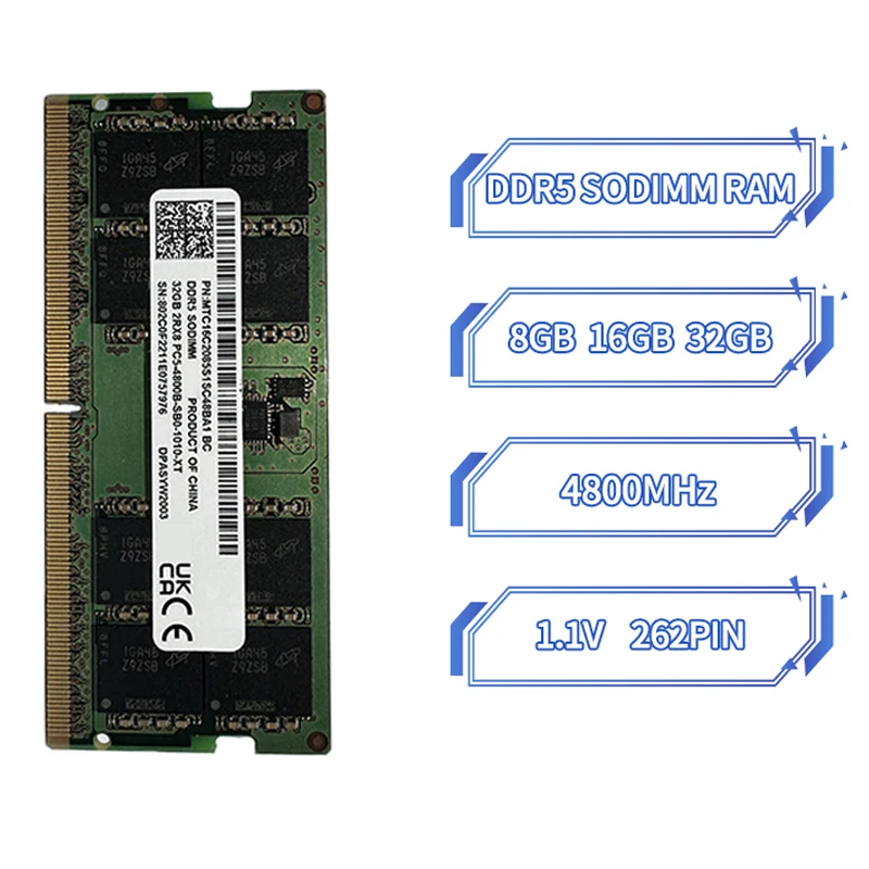 DDR5 8GB 16GB 32GB 4800MHz SODIMM PC5-34800 262Pin 1.1V for Laptop Notebook Memory Ram ddr5