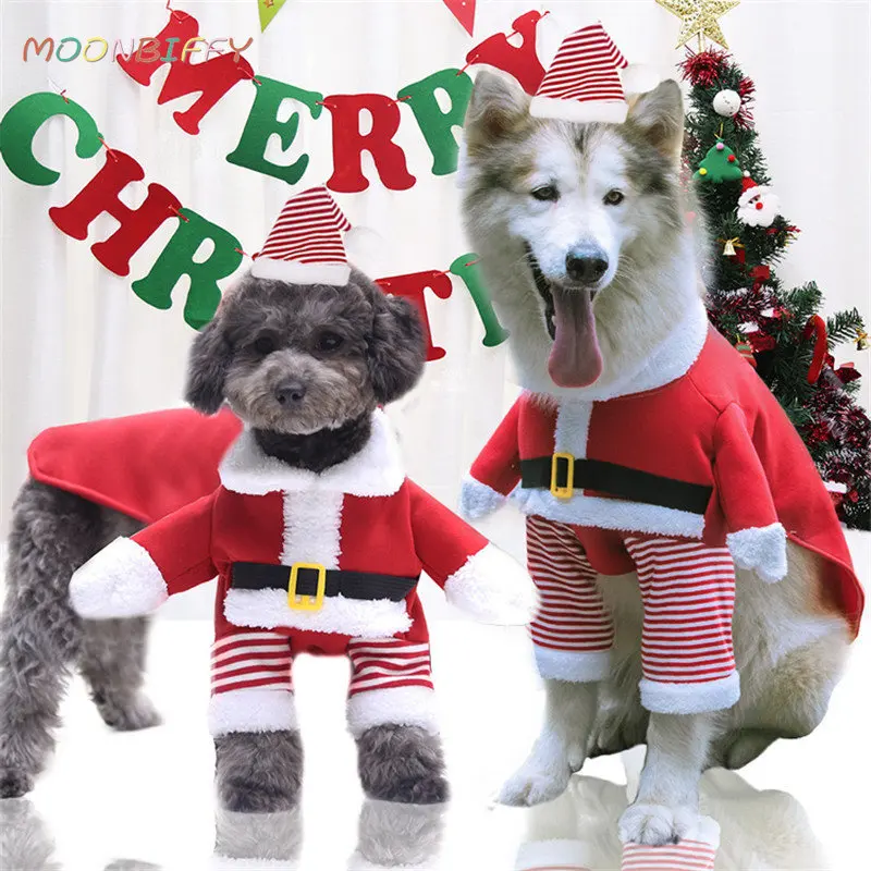 Christmas Pet Costume Father Christmas Cute Clothes for Large Dogs Super Funny Labrador Golden Retriever Christmas Clothes