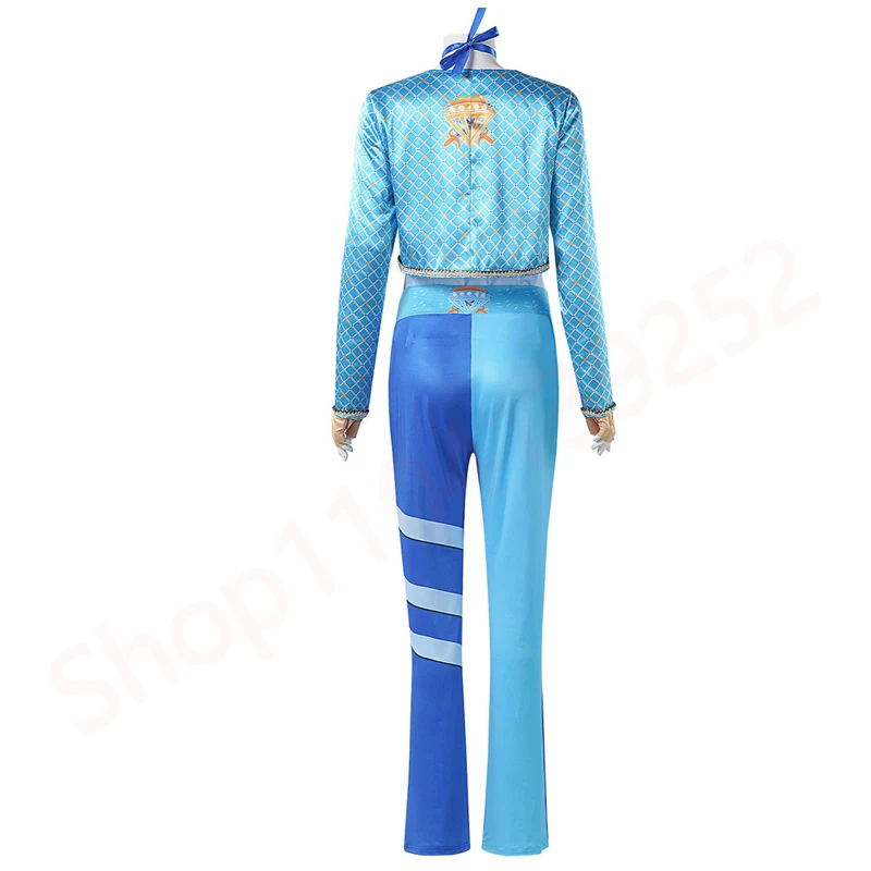 Descendants Blue Princess Chloe Cosplay Costume The Rise of Red Uma Roleplay Full Set YK2 Clothes Halloween Women Disguise Outfi