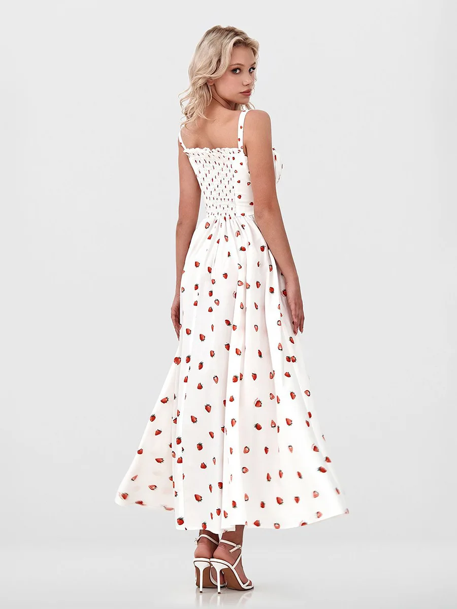 فستان بحمالات أنيق مثير بدون أكتاف فستان بوهيمي منقسم أنيق مطبوع بخصر برباط للحفلات فساتين طويلة من Vestidos Para Mujer #6