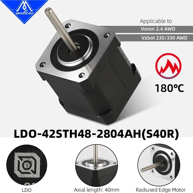 Mellow 2PCS LDO Super Motor 42STH48-2804AH (40R) Nema 17 Schrittmotor Für 3D Drucker Teile Voron VzBoT Lange Welle Halterungen