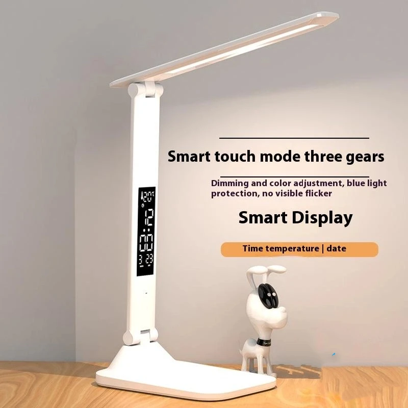 

Складная настольная лампа USB для чтения с сенсорной регулировкой яркости, защита глаз с будильником, светодиодная настольная лампа, зарядка через USB, ночник