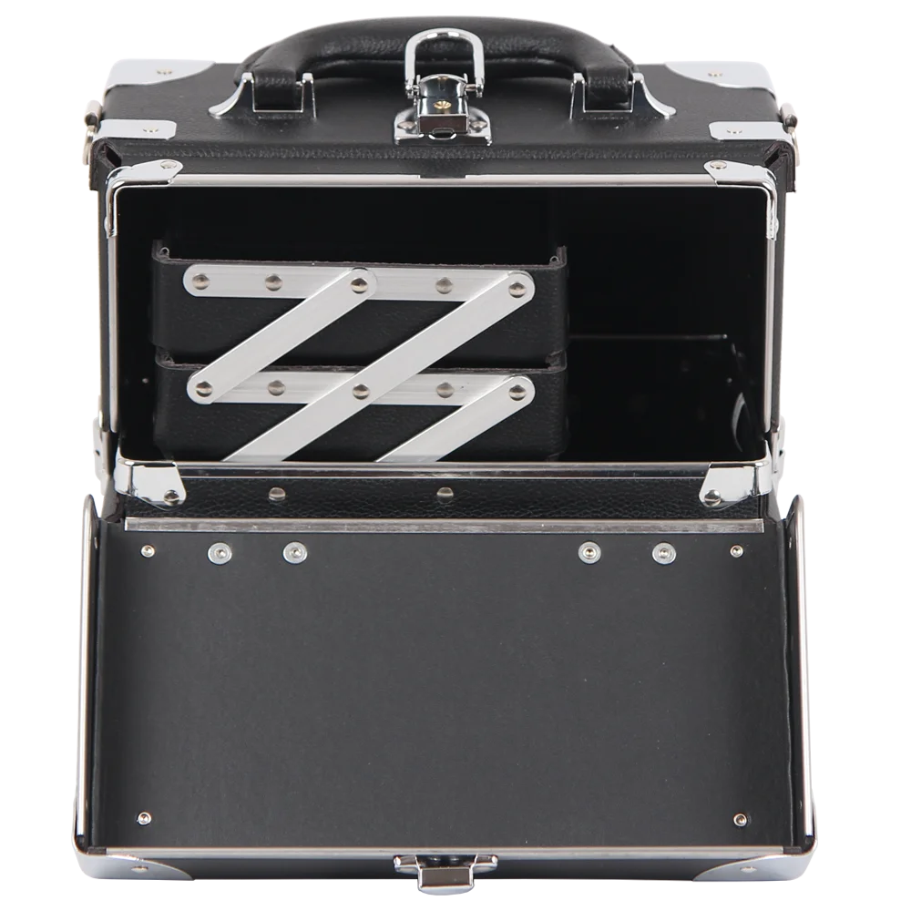 ALICOS DFF201-VB 24x14x21.5 سم حقيبة قطار مكياج احترافية مع صواني متعددة الطبقات، صندوق منظم مستحضرات التجميل المحمول، Trave الصلب