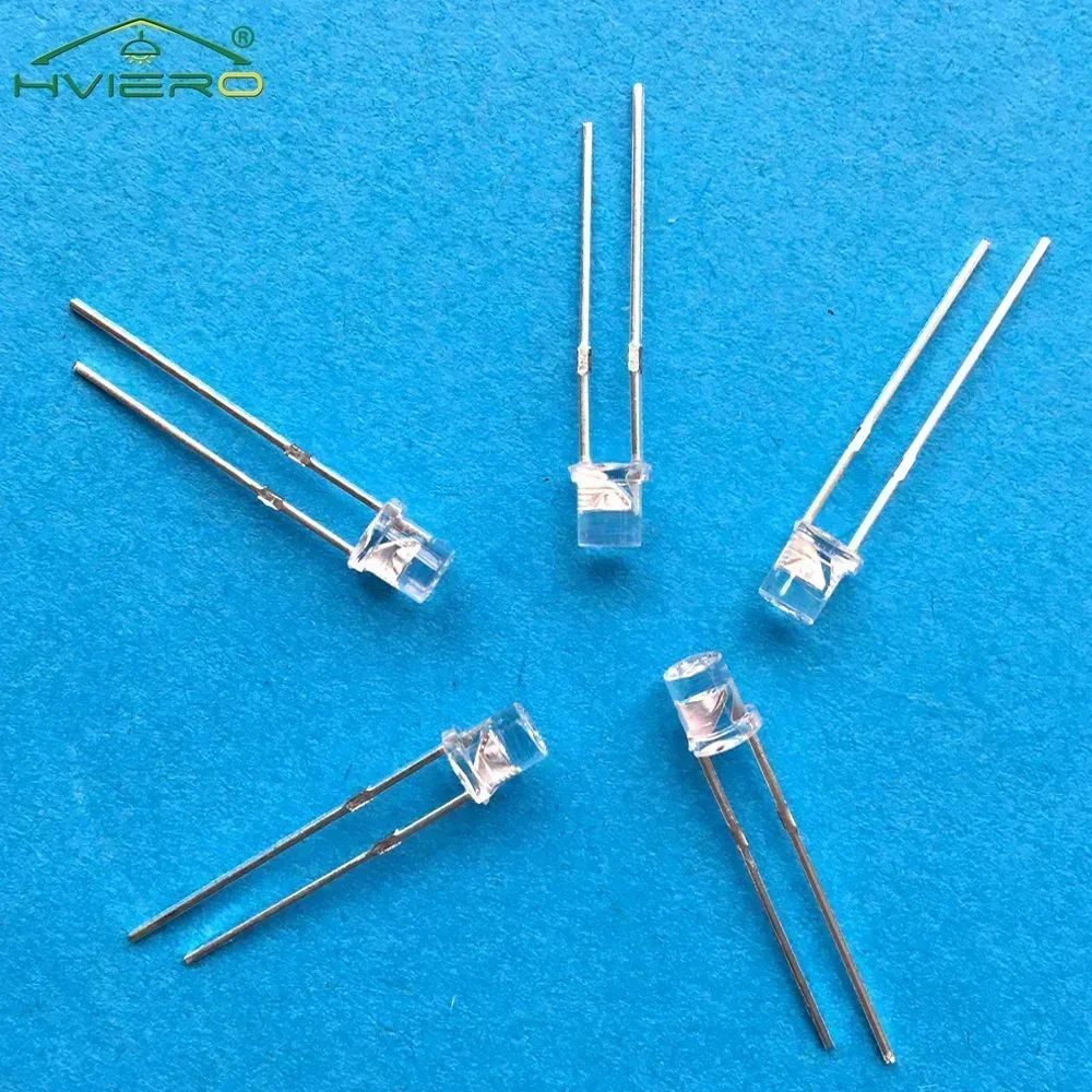 100Pcs F3 Flat Head 3mm Yellow Ultra Bright Top DIY Led Bulbs Wide Angle Light Beads Emitting Diode Lamp Water Clear Decoration