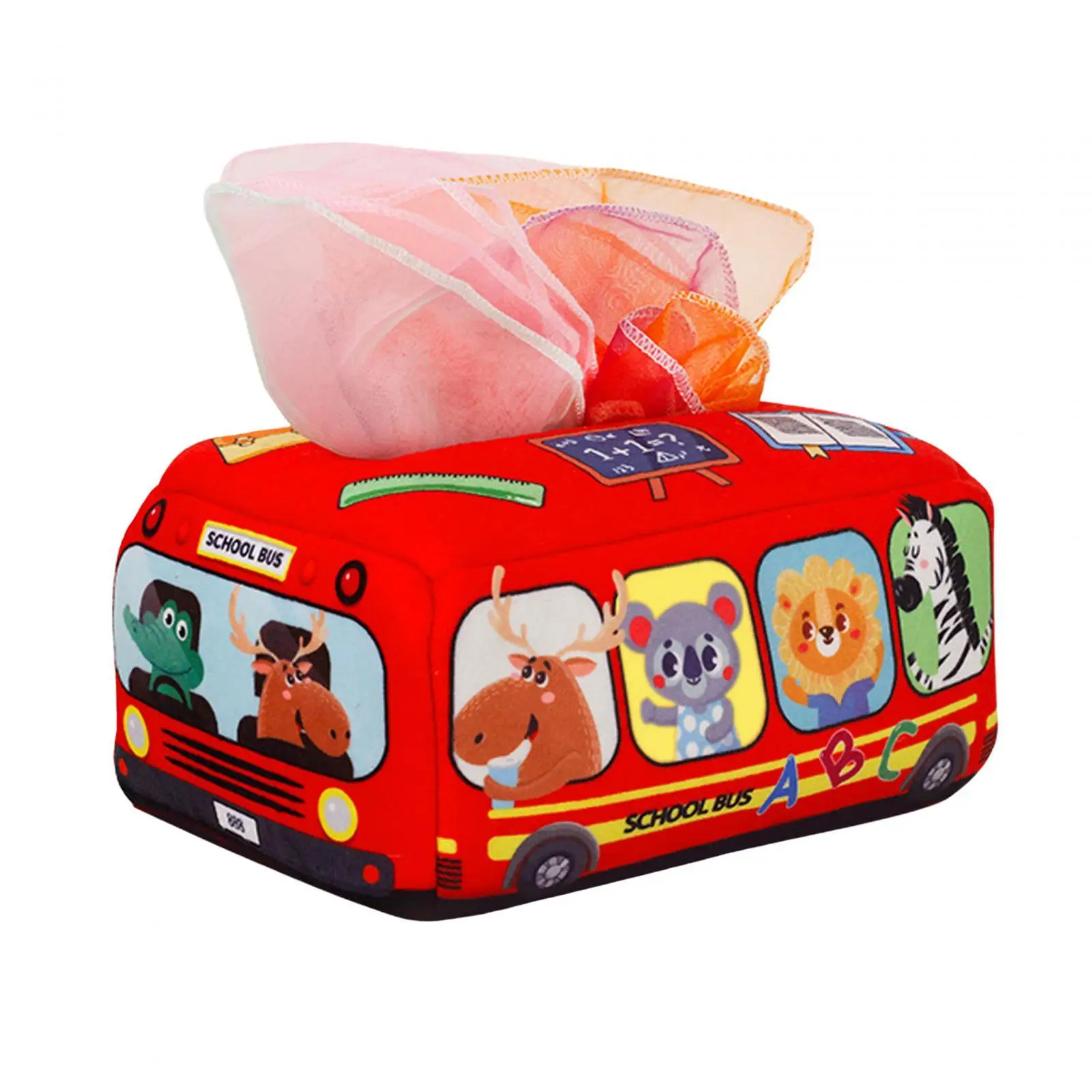 Baby Tissue Box with 10 Colorful Scarves, Early Learning Sensory Toys, Soft High Contrast Baby Toys for 6-12 Months Boys Girls