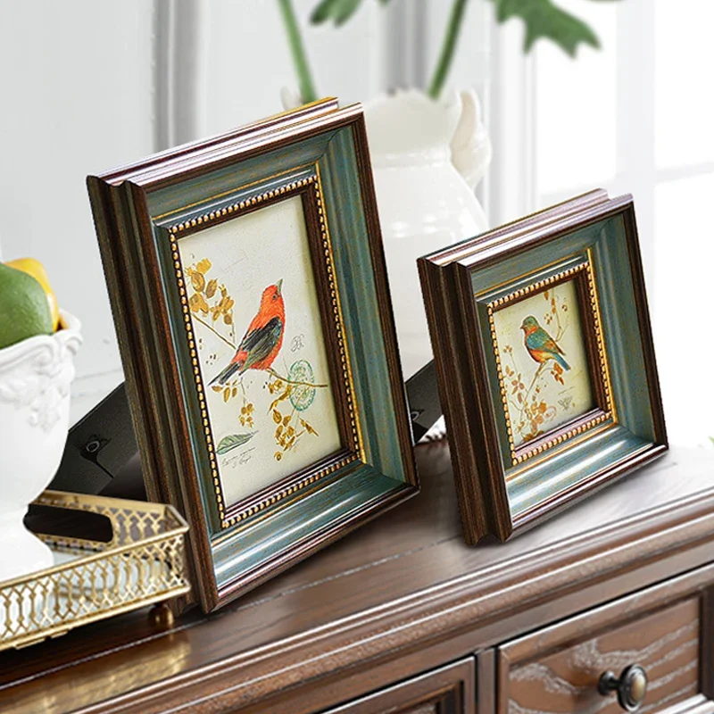 American Retro Vintage Photo Frame Display Platform European Style Frame Wall Hanging 6 7 8 10 Inch A4 Photo Wall Decor