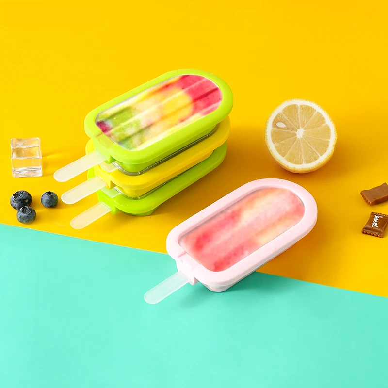 FAIS DU Reusable Silicone Ice Cream Mold Stackable Popsicle Molds DIY Dessert Ice Cream Mold with Stick Multicolour Silicone