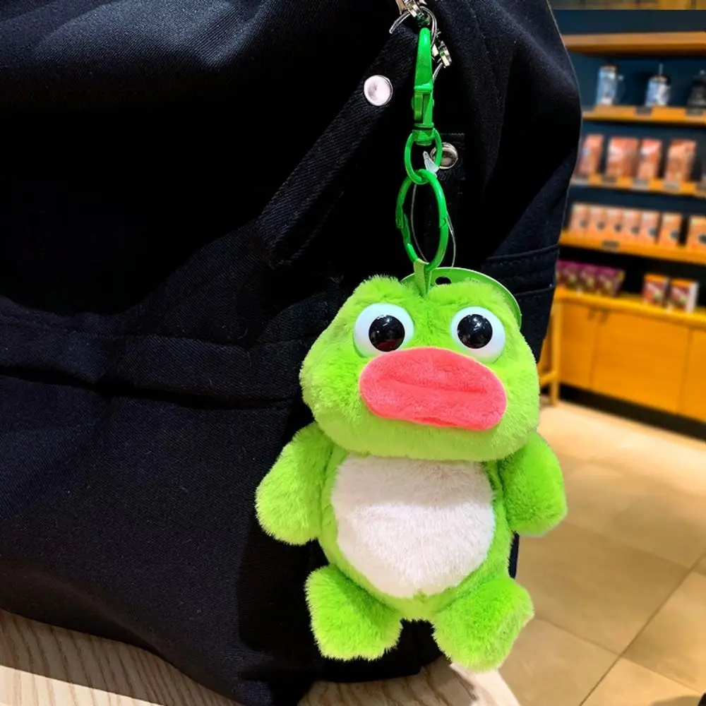 Porte-clés grenouille en coton PP, pendentif animal en peluche moelleux, bouche de saucisse, pendentif de sac de grenouille de dessin animé, ornement de sac, collection de beurre