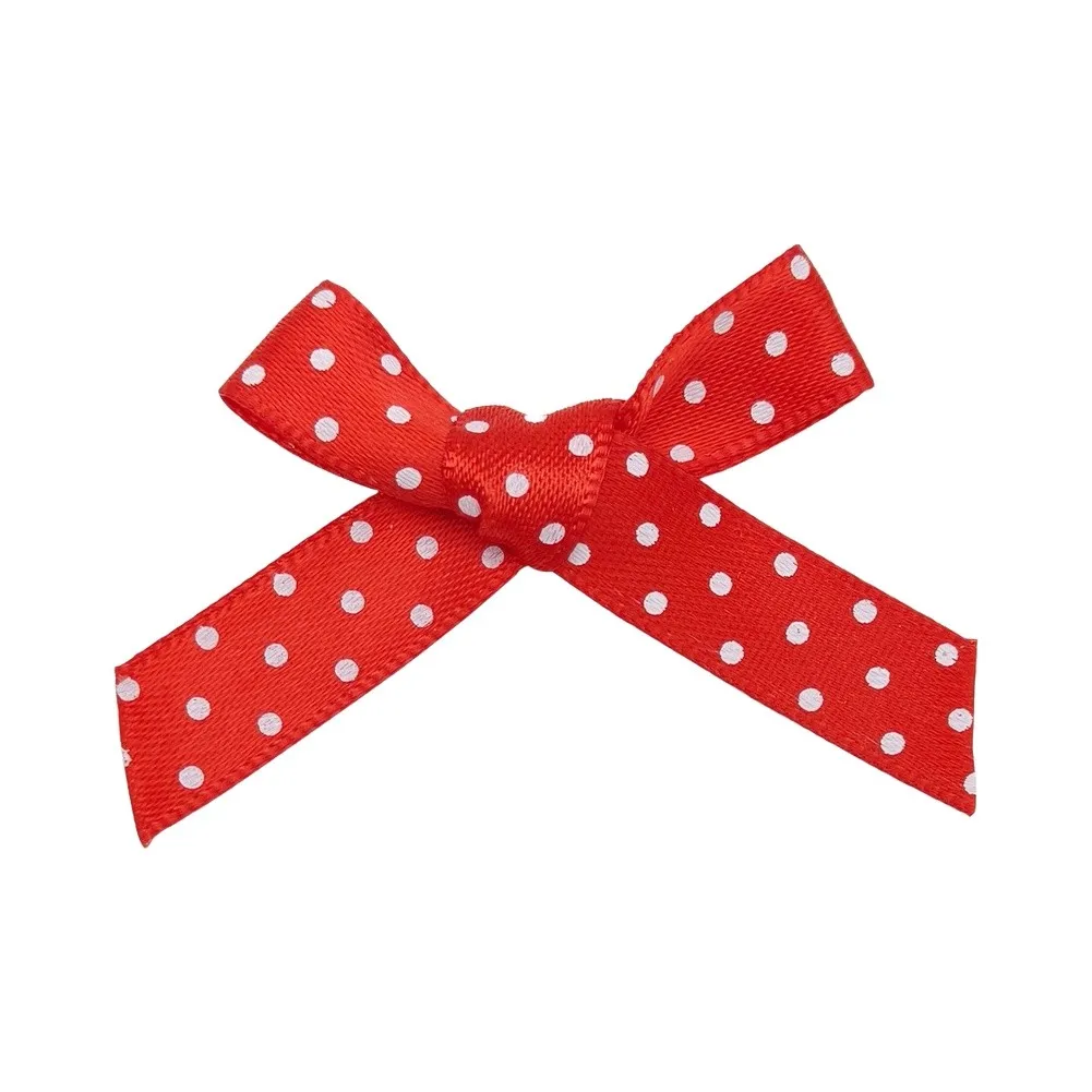 For Polka Dot Satin Bows 1cm Pre Made for DIY Craft Supplies Wrapping Boxes Hair Accessories Scrapbooking Cards Decor