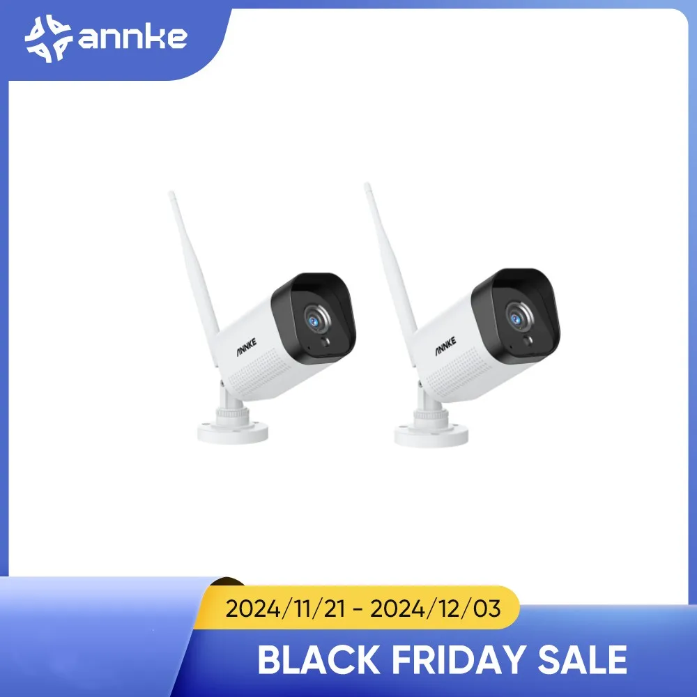 ANNKE 2PCS 3MP Home WiFi Surveillance Camera IP H.265 Audio Recording Weatherproof Night Vision IR CCTV Security Cameras System