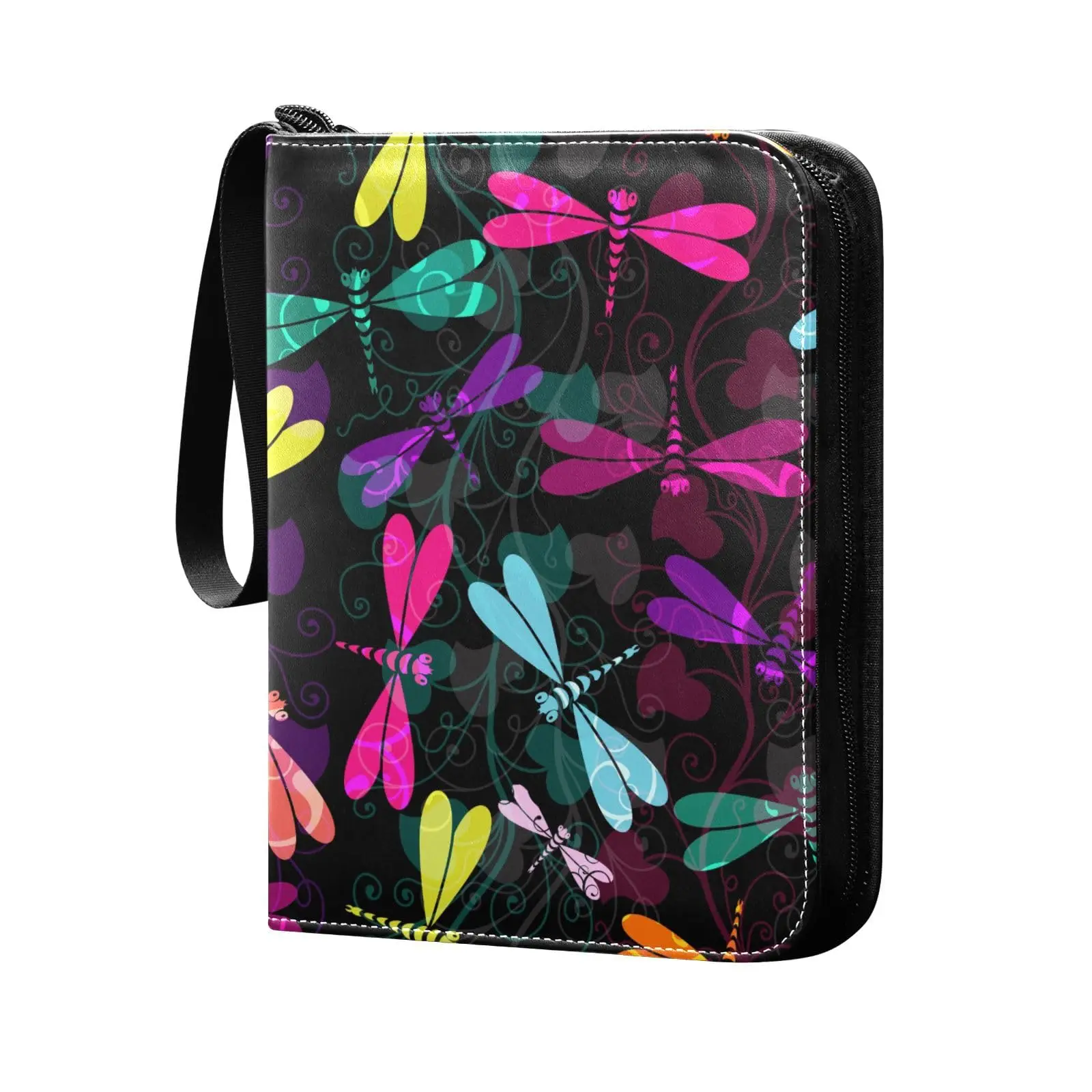 Dragonflies Card Binder 4 Pocket Card Binder, 400 Double Sided Pocket Album for Sport Game Cards, Unique Card Collection Storage