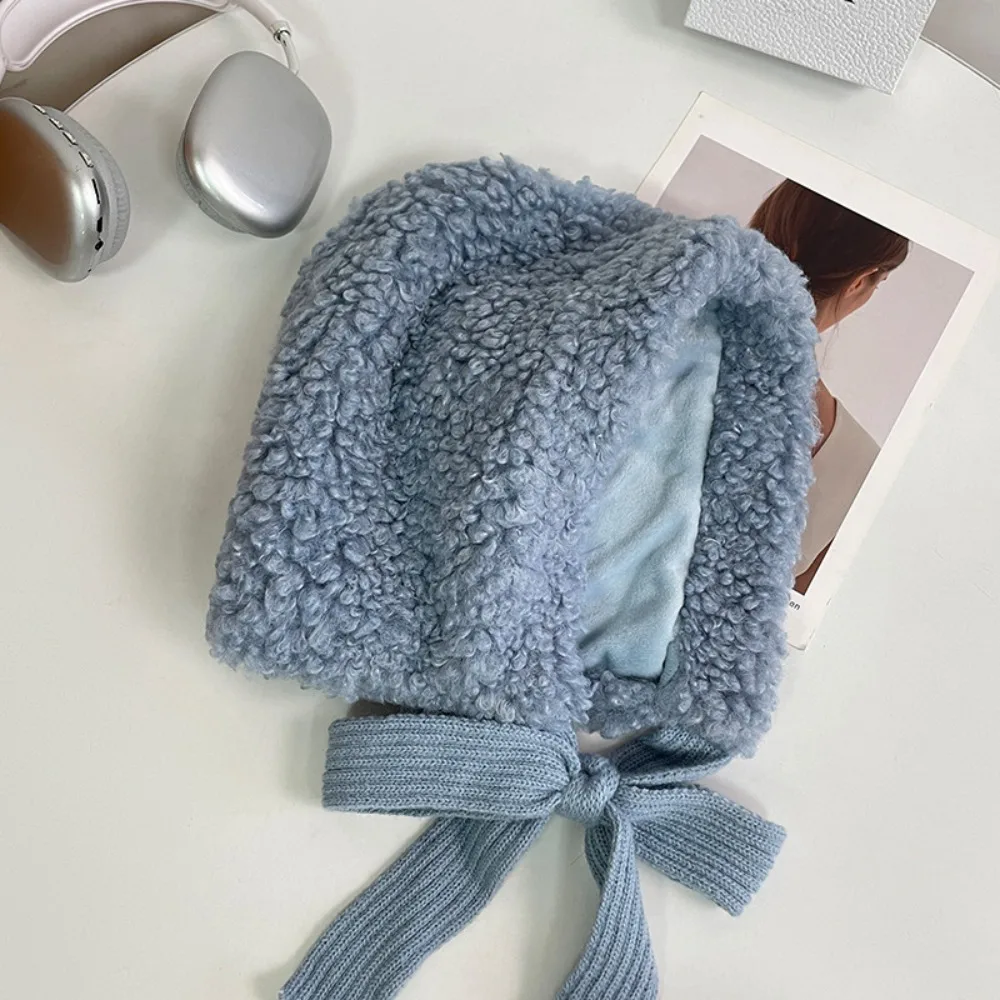 

Retro Thickened Ear Protective Hat Windproof Keep Warm Lamb Wool Cap Korean Style Solid Color Women Lei Feng Hat Student