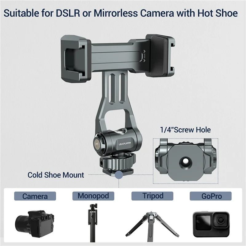 

Sensitive Camera Hot Shoe Phone Holder Monitor Tripod Adapter With Dual Cold Shoe For Iphone DSLR Camera Mic Fill Light