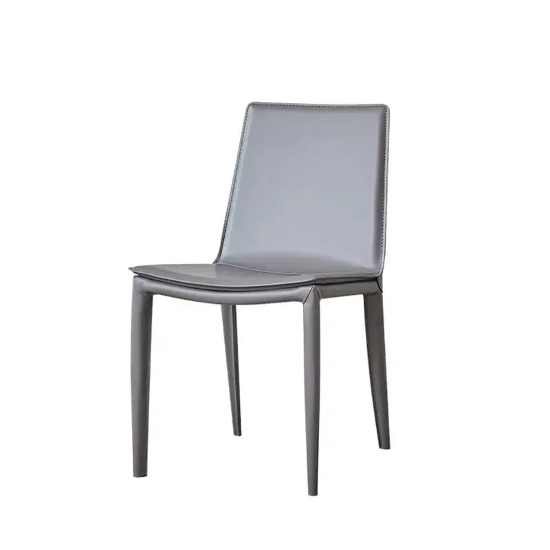 Italian Minimalist Saddle Leather Dining Chair Luxury Comfortable Backrest Chair for Home Hotel Nordic Style