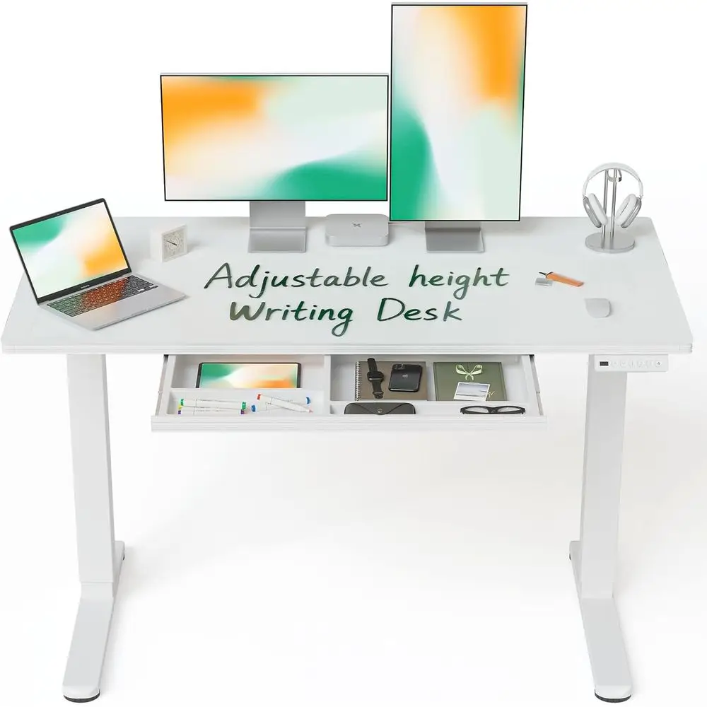 Ergonomic Height Adjustable Glass Top Desk