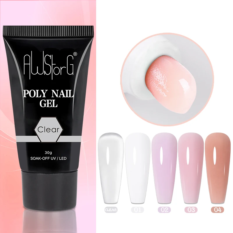 AWStorG 30G Acrylic Gel Hema Free Poly Nail Gel Finger Extension Semi Permanent Fast Builder Hybrid Varnish UV Poly Nail Polish