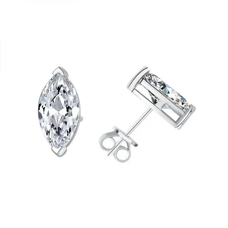 

S925 Silver Irregular Marquise Moissanite Drop Earrings Light Luxury Hypoallergenic Stud Earrings For Women Fine Jewelry Gift