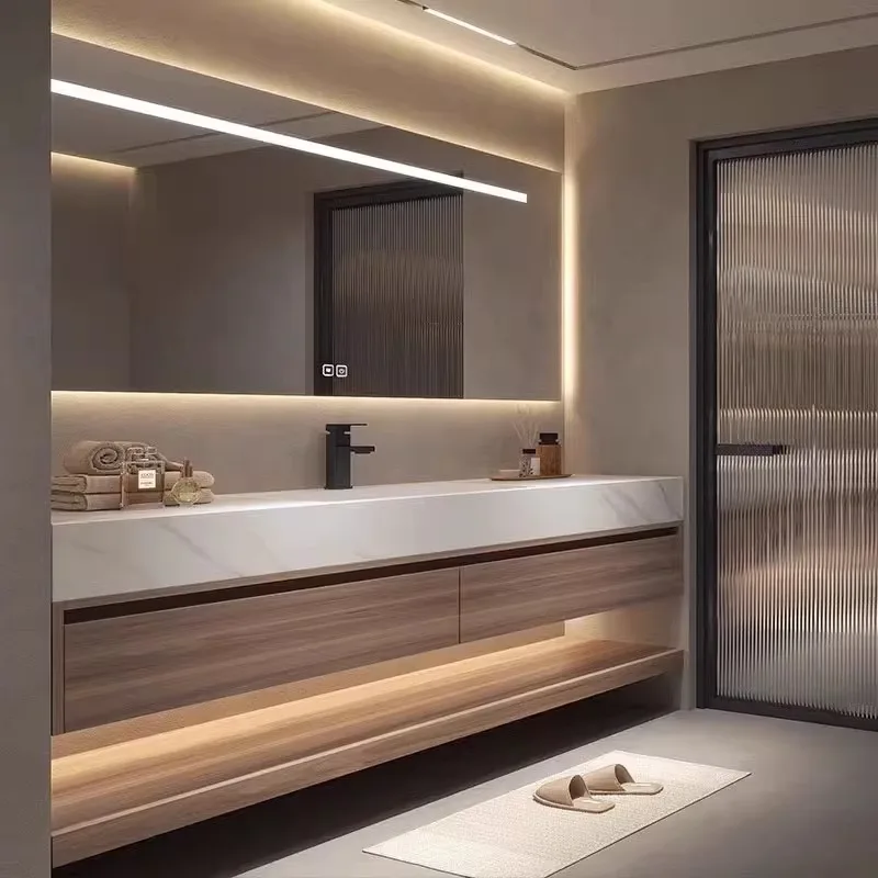 Painted rock slab ceramic seamless integrated basin bathroom cabinet combined bathroom washbasin washbasin