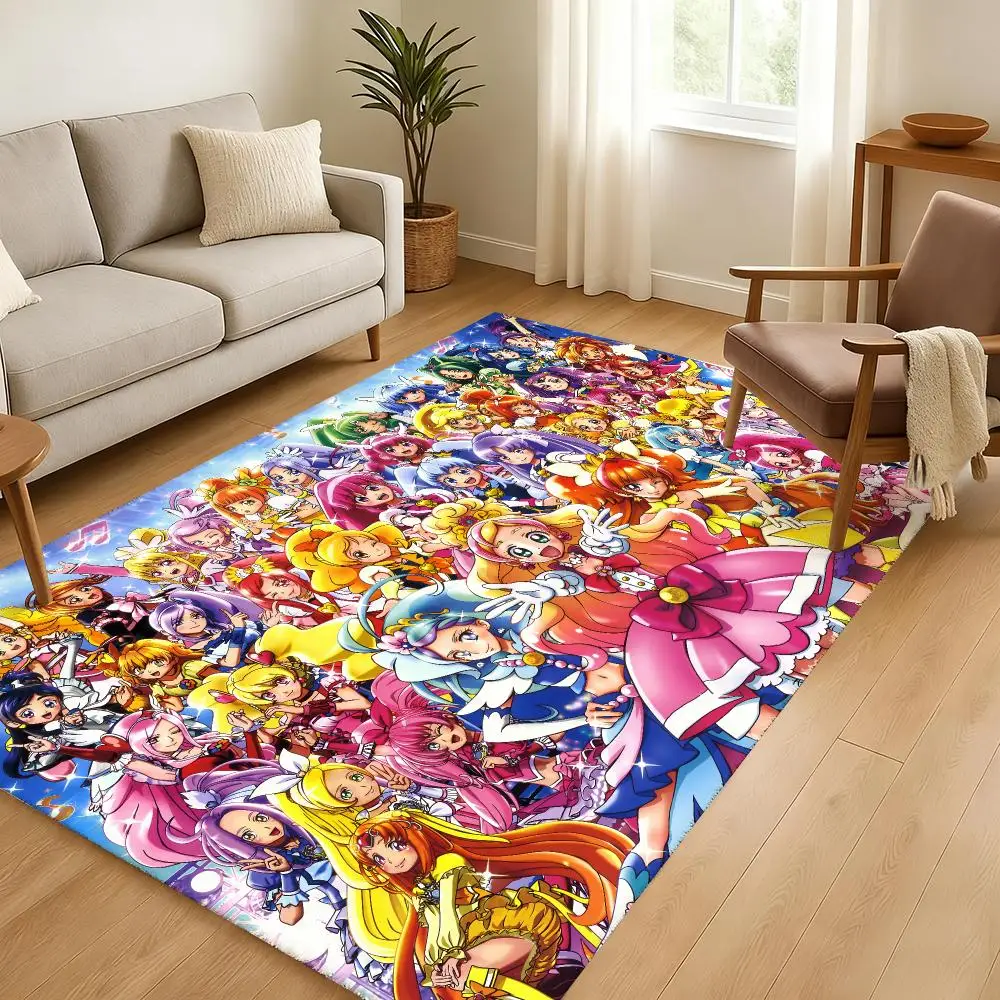 Pretty Cure Floor Mat Soft Thickened Absorbent Non-Slip Bedroom Living Room Door Mat Home Decor Flannel Rugs