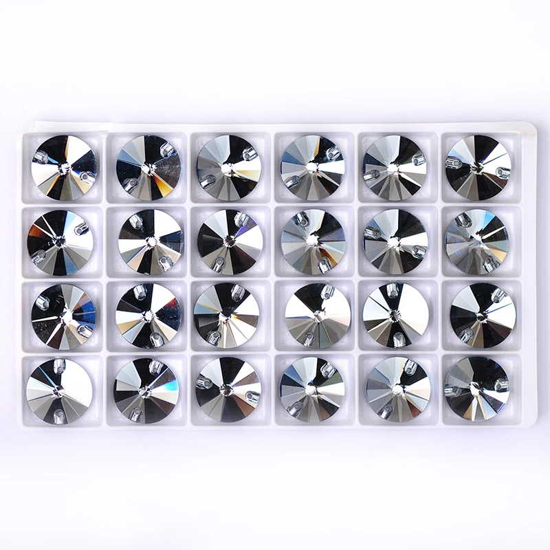 YANRUO 3200 All Sizes Lt.Sapphire Rivoli Sewing Strasses Glass Flatback Rhinestone Sew On Crystal For Garment Accessories