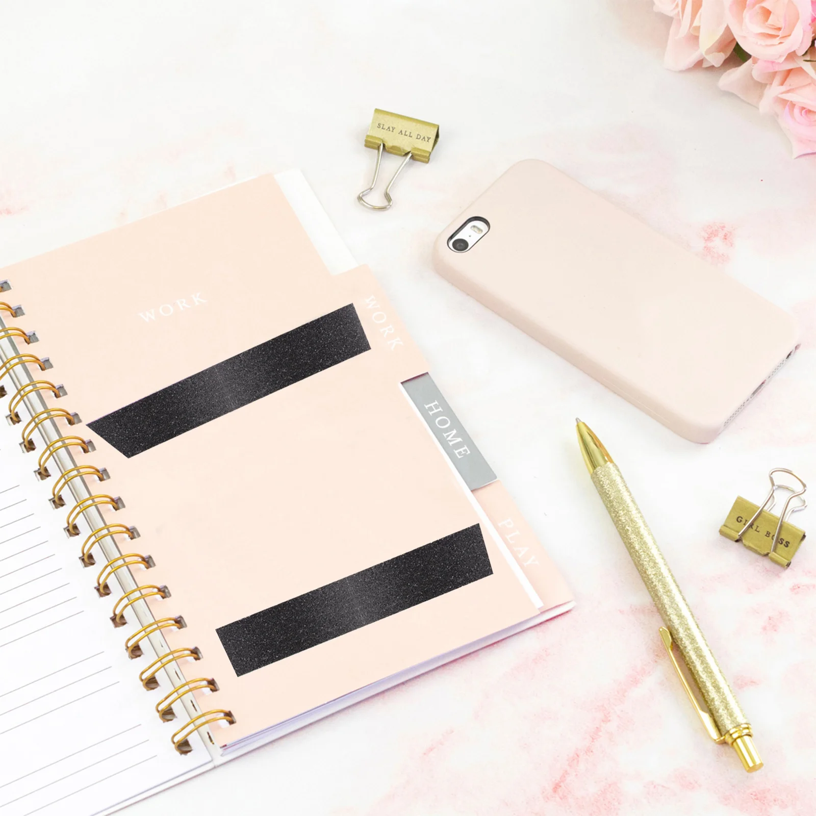 6 قطعة 6 لفات ورق لامع أسود لتقوم بها بنفسك سجل القصاصات الحرفية لفة لتغليف الهدايا المجلات مشاريع لاصق الحرفية صنع الشريط