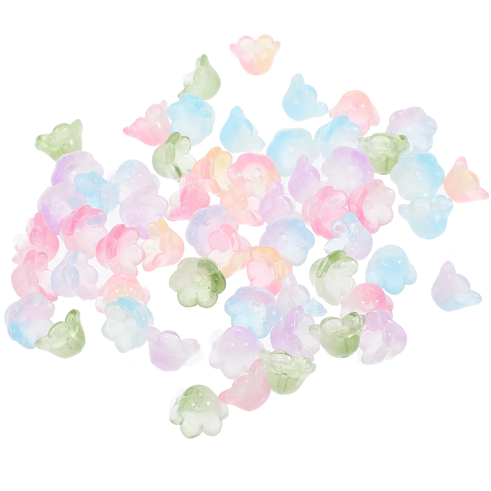

60 Pcs Flower Hat Beads Glass DIY Jewelry Making Earrings Necklace Charms Kits Garland Bracelets Pink Yellow Red Purple Blue