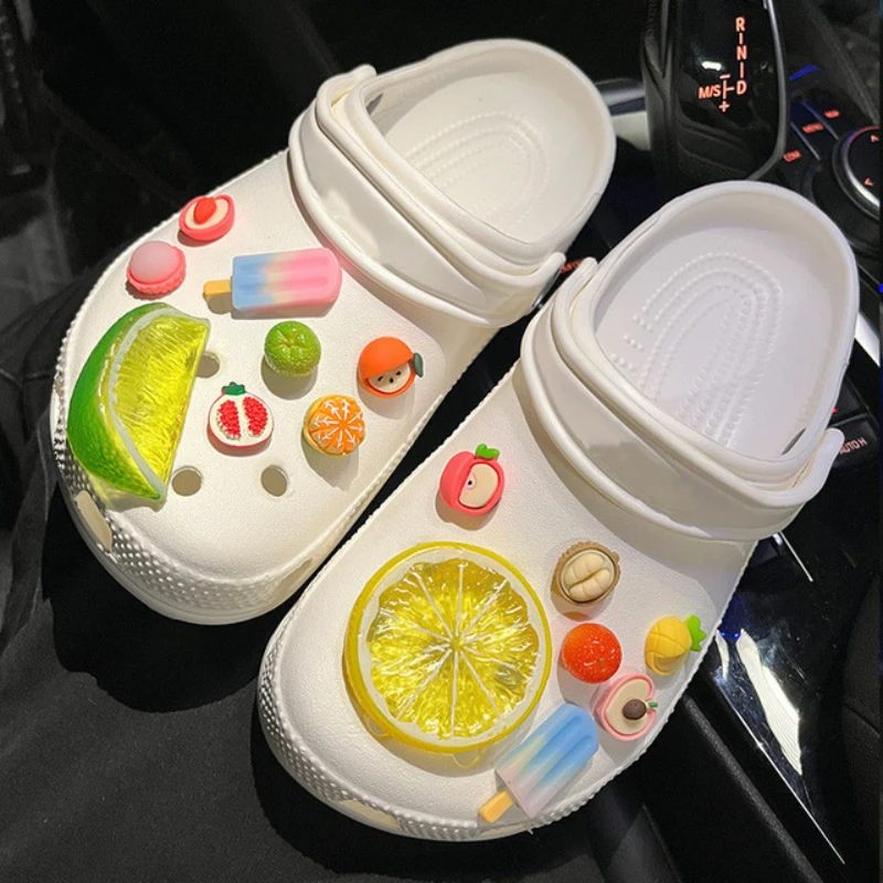 New JIBBITZ DIY Shoe Buckle Set Resin 3D Fruit Decorations with Green Stems  Shoe Buckle Decoration|Fruit Series Accessories