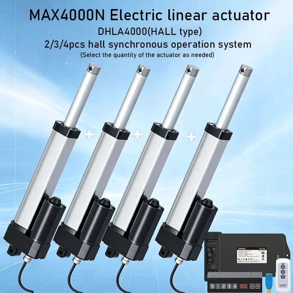 1/2/3/4pcs Electric Linear Actuator Synchronous Control System 4000N Stroke 100mm 200mm 300mm 400mm 500mm 700mm 800mm