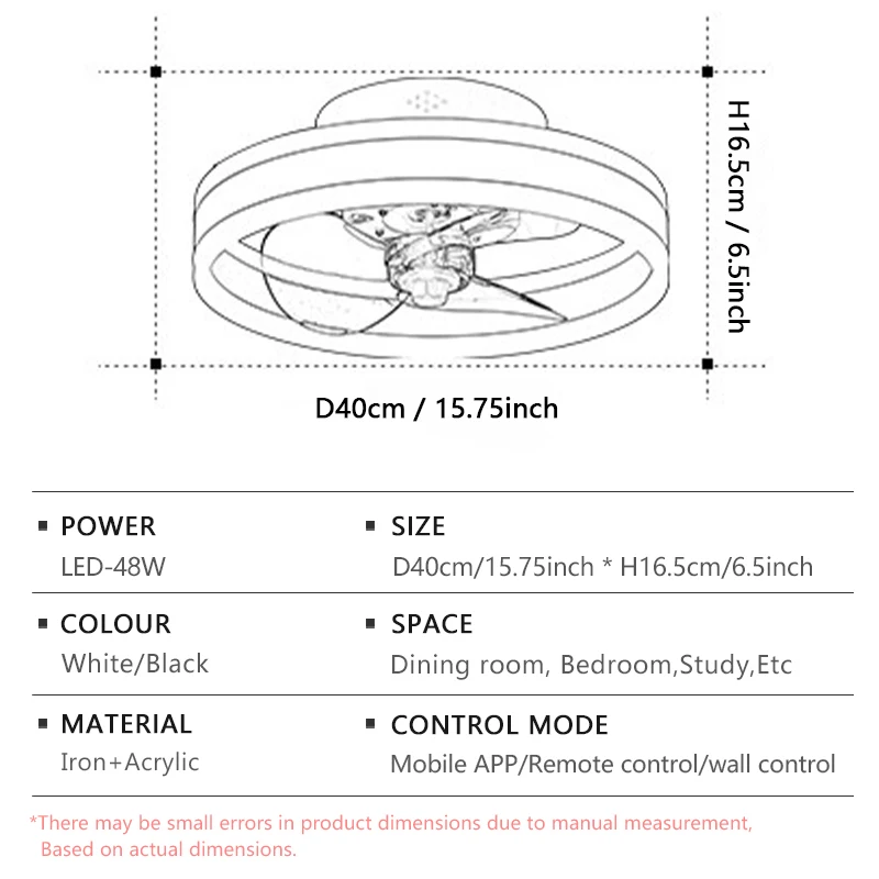 Imagem -06 - Moderno Led Circular Teto Fan Light Controle Remoto App Inteligente Silencioso Quarto Restaurante Casa