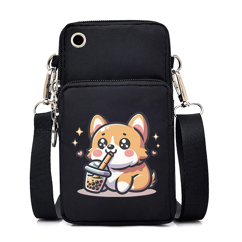 Panda Love Boba Tea Print Women Crossbody Shoulder Bags Wallets Cell Phone Purse Cartoon Anime Purses and Handbags Small Bags