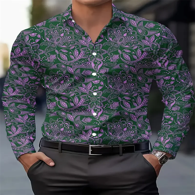 Men's Paisley Print Shirt Casual Street Fashion Shirt Summer Fashion Outing Festival Men's Shirt Comfortable and Soft