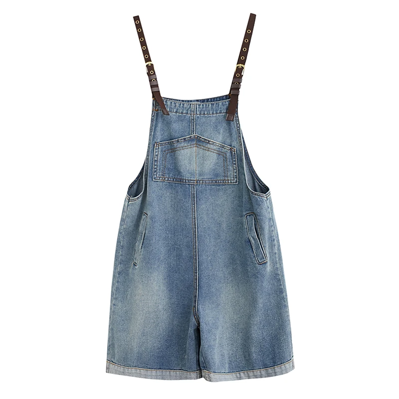 Plus Size Damen-Jeans-Overalls, Sommer 2022, locker, lässig, schlankmachend, vielseitig, blaue Jeans-Overalls, hohe Taille, dünner Stoff, k...