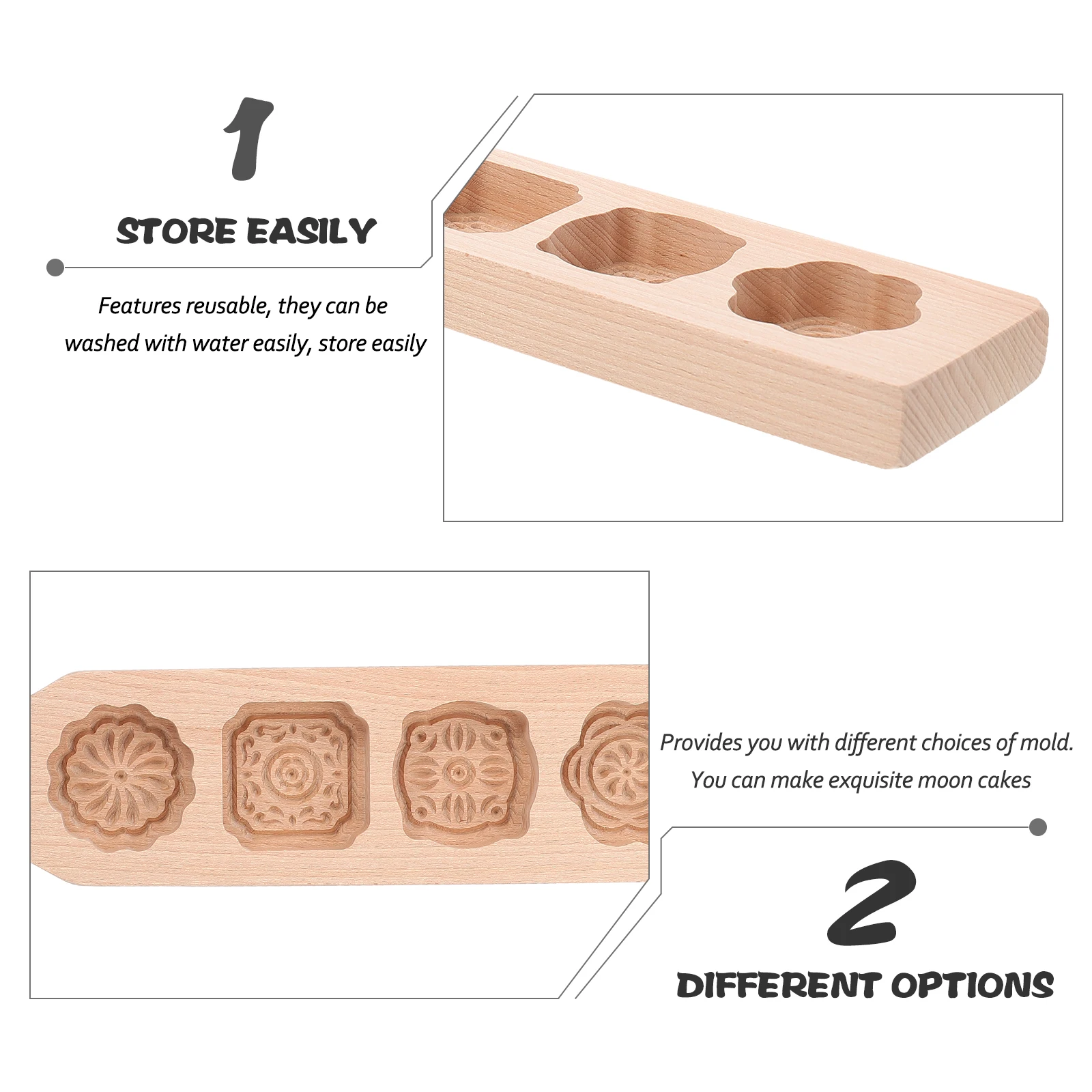 

Fondant Moon Cake Mold Multi-function Cookie Stamp Shape Wooden Kitchen Chocolate