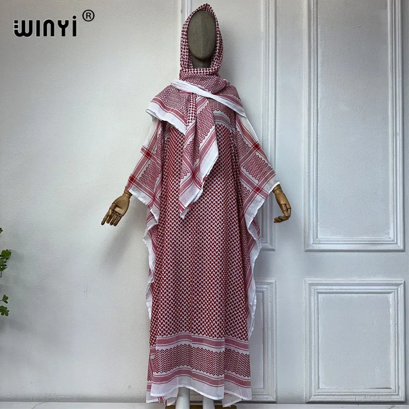 WINYI classic dresses with scarf 2 piece set Kaftan party dresses loose fashion Streetwear luxury abaya muslim woman dubai عبايا