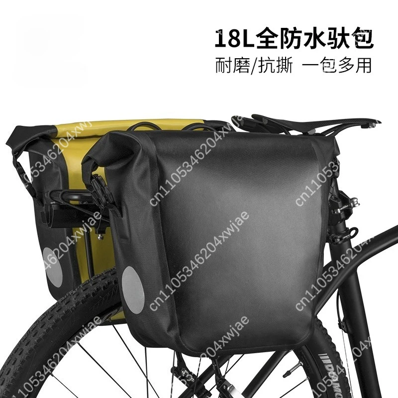 Waterproof Bicycle Pannier Bag Rear Rack Pack for Cycling Commuting Touring Outdoor Travel with Detachable Shoulder Strap