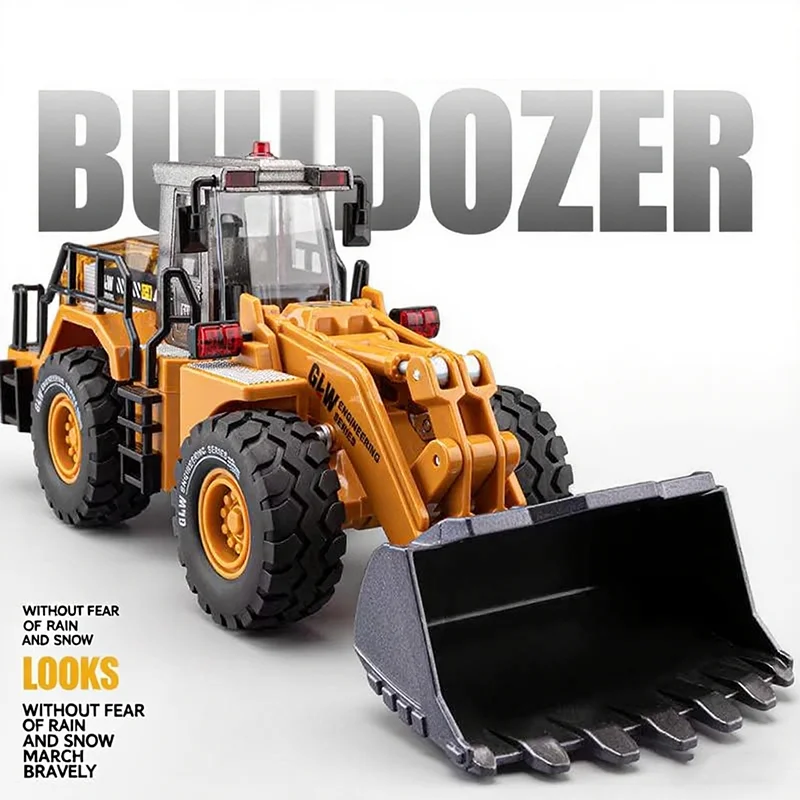 Bulldozer Legierung + Kunststoff Diecast Modell Engineering Spielen Fahrzeuge Zurückziehen Fahren Loader Auto Spielzeug Sammlung Geschenke Für Kinder