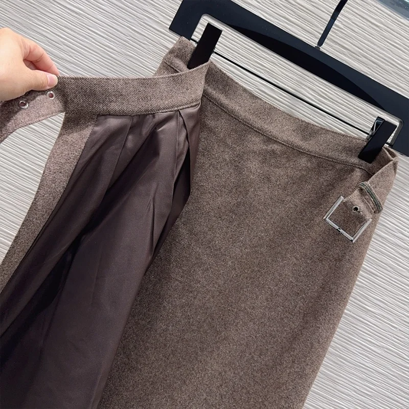 Cappotto blazer in lana twill di alta qualità + gonna midi - Set due pezzi da donna stile Old Money Signora intellettuale 25101175