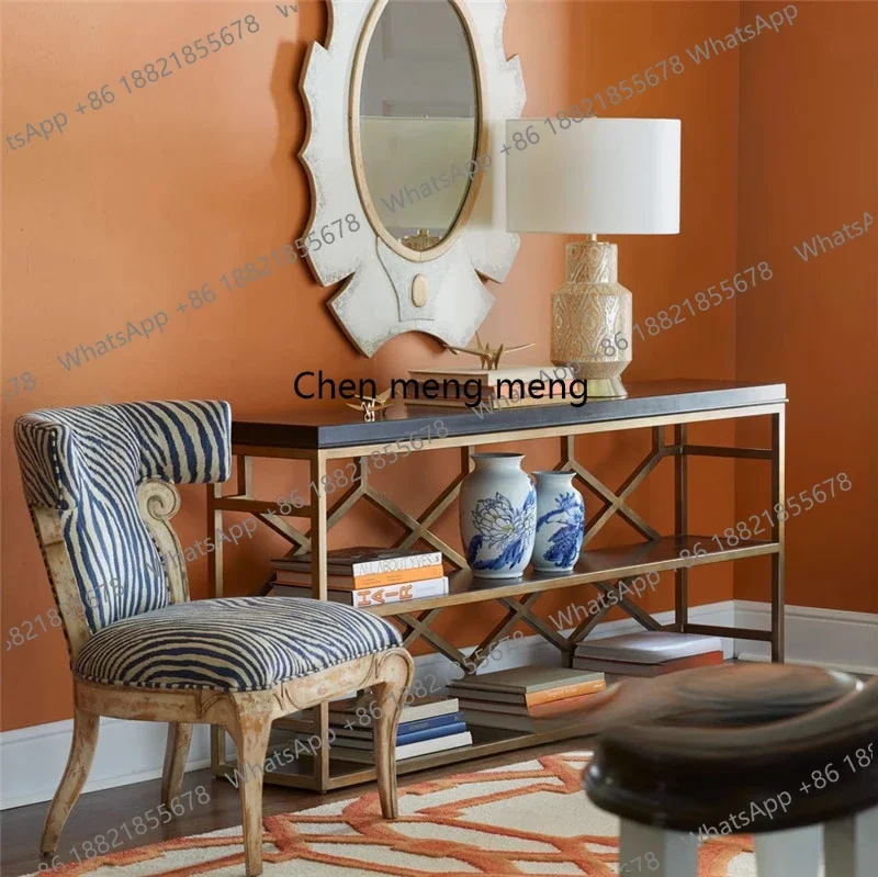 

New arrrive High-end light luxury style front door stainless steel door cabinet American modern simple shelf